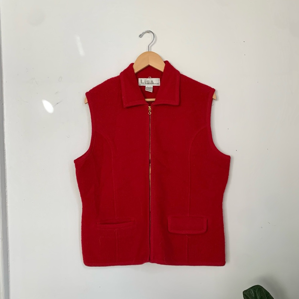 Lisa International Vibrant Red Wool Top